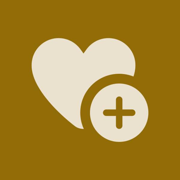 Symbole de cœur avec un signe plus